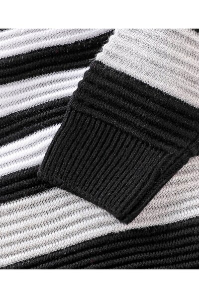 Babyhug Babyhug 100% Acrylic Knit Full Sleeves Striped Sweater - Red & White