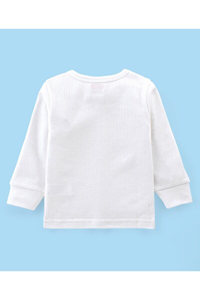 Babyhug Babyhug Full Sleeves Solid Thermal Vest & Pant Set - Off White