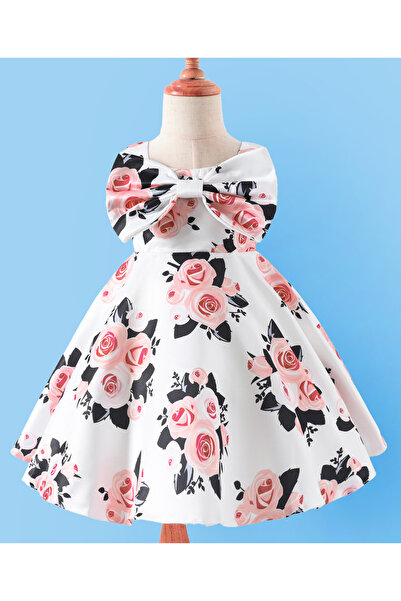Kookie Kids فستان حفلات بطبعات الأزهار من كوكي كيدز - أبيض
