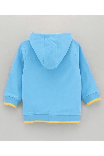 Babyhug Babyhug Full Sleeves Hooded Sweat Jacket Giraffe Print - Blue