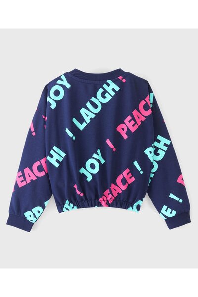 Ollington St. Ollington St. 100% Cotton All Over Printed Sweatshirt & Pants/Co/ord Set - Navy Blue