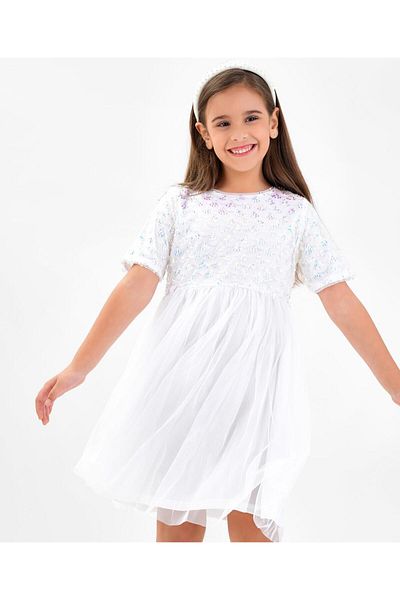 Primo Gino Primo Gino Sequin Detail Party Wear Dress - White