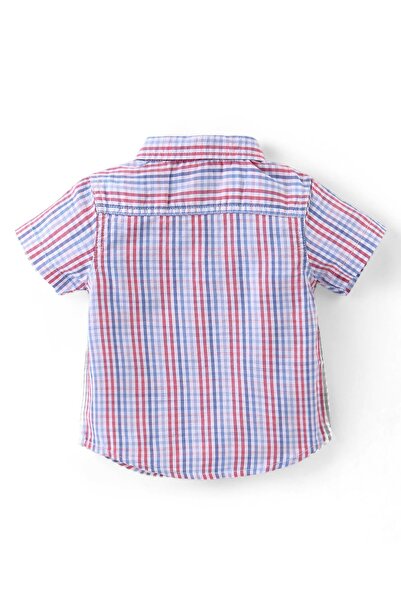 Babyhug Babyhug Cotton Knit Half Sleeves Checks Shirt & Denim Shorts Set - Multicolour