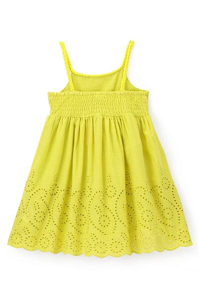 Babyhug Babyhug Cambric Cotton Woven Sleeveless Frock with Schifilli & Tie-Up Detailing - Green