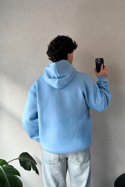 Flaw Wear Blue Oversize Basic Hoodie