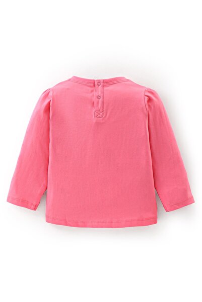 Babyhug Babyhug 100% Cotton Knit Full Sleeves T-Shirt With Text Graphics - Pink