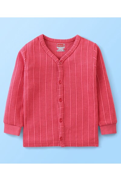 Babyhug Babyhug Cotton Full Sleeves Thermal Wear Striped Pack Of 2 - Pink & Coral