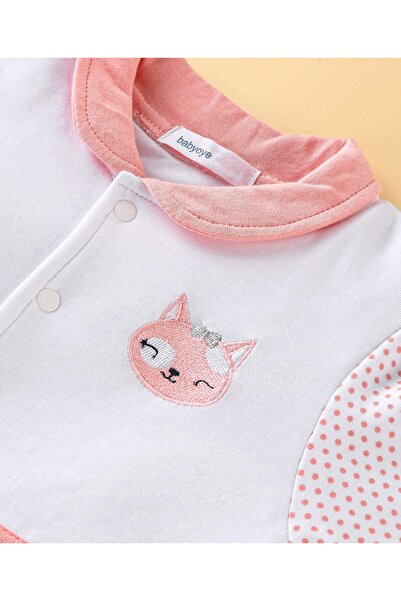 Babyoye Babyoye Eco Conscious 100% Cotton Fox  & Polka Dots Printed Winter Wear Footed Sleepsuit-White