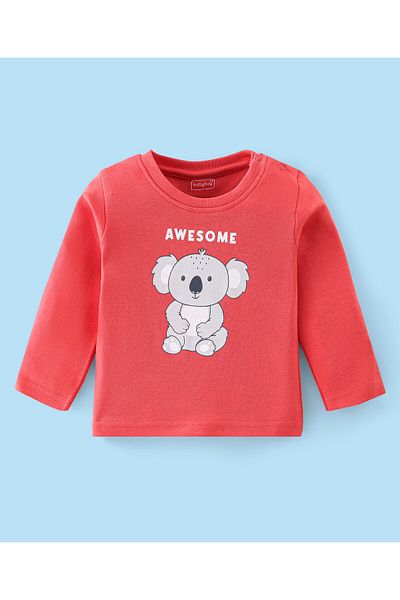 Babyhug Babyhug Cotton Interlock Knit Full Sleeves Night Suit With Coala Print - Red