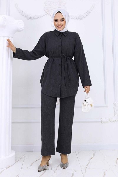 benguen Anthracite 2193 - Two-Piece Set with Belted Waist