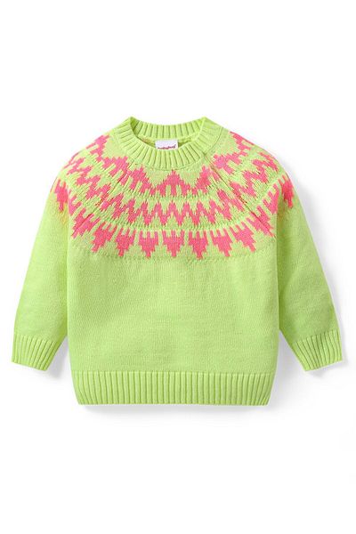 Babyhug Örme Uzun Kollu Kazak Chevron Tasarım - Neon Yesil
