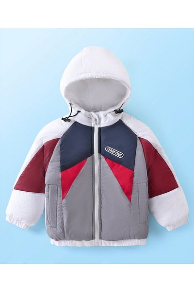 Babyhug Babyhug Woven Full Sleeves Cut & Sew Design Hoodie - Multicolor