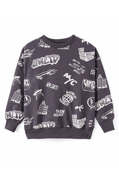 Primo Gino Primo Gino All Over Print Sweatshirt and Shorts Set - Grey