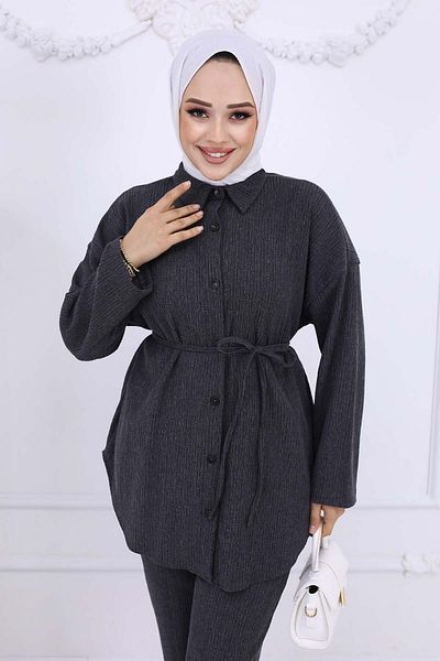 benguen Anthracite 2193 - Two-Piece Set with Belted Waist