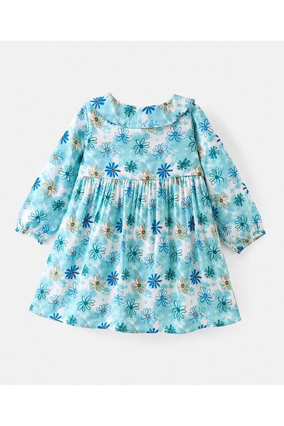 Bonfino Bonfino 100% Viscose Woven Full Sleeves Floral Print Dress - Blue
