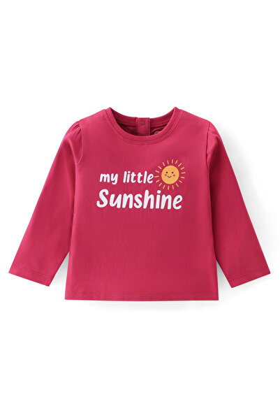 Babyhug Babyhug Cotton Knit Full Sleeves Text Graphics T-Shirt - Pink