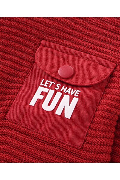 Babyhug Babyhug 100% Acrylic Knit Full Sleeves Sweater Text Design - Red