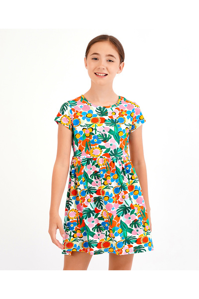 Primo Gino Primo Gino Cap Sleeves One Piece Frock Floral Print With Digital P...