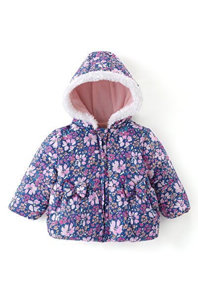 Babyhug Babyhug Woven Full Sleeves Hooded Jacket Floral Print - Purple