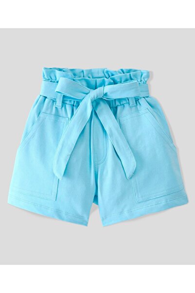 Ollington St. Ollington St. 100% Cotton Half Sleeve Butterfly Top & Shorts Set Self Fabric Belt-White & Blue