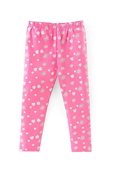 Babyhug Babyhug Cotton Lycra Knit Full Length Stretchable Legging Floral Print Pack Of 2 - White & Pink