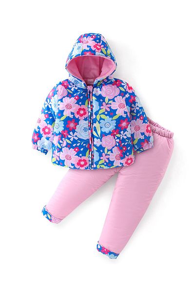 Babyhug Babyhug Full Sleeves Winter Wear Suit Set Floral Print - Multicolor