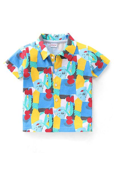 Babyhug Babyhug Cotton Knit Half Sleeves Shirt & Shorts Set Abstract Print - Multicolour