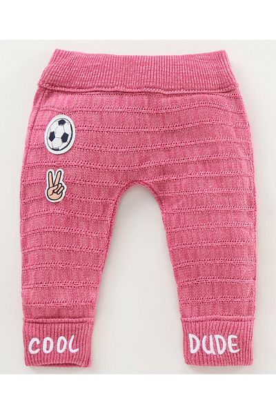 Babyhug Babyhug Knitted Full Length Pajama Ball Patch - Pink