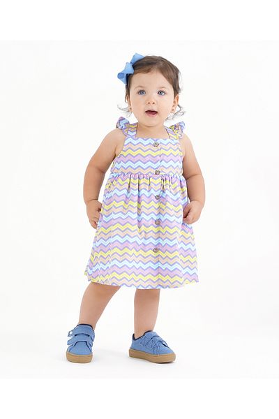 Bonfino Bonfino Frill Sleeves Frock Stripes Print - Multicolor