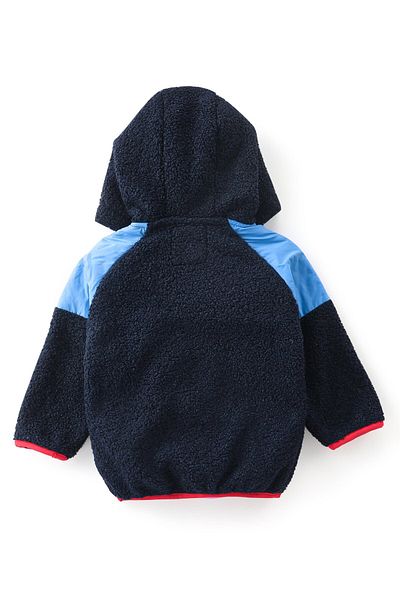 Babyhug Babyhug Woven Full Sleeves Jacket with Hood Solid Colour - Navy Blue