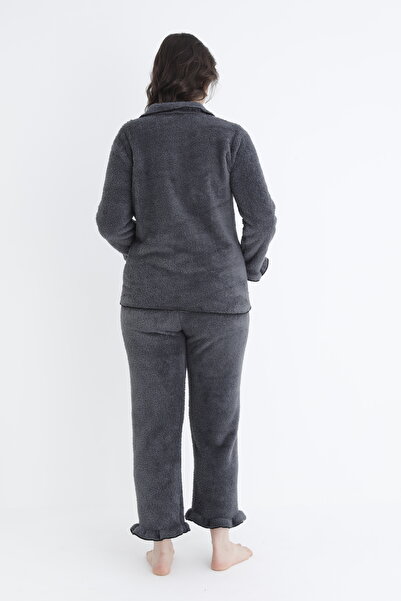 Miss Dünya Lissa Front Buttoned Maternity and Maternity Plush Pajama Set