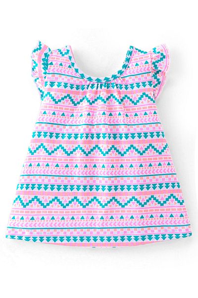 Babyhug Babyhug Cotton  Sleeveless Printed Top & Shorts Set with Bow Applique - White & Pink