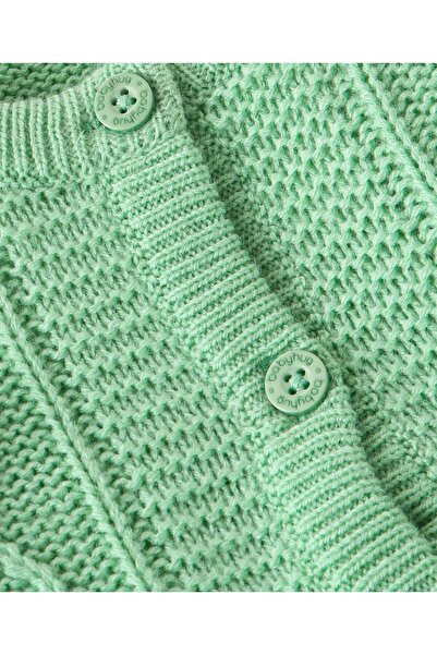 Babyhug Babyhug Knitted Full Sleeves Front Open Sweater With Cable Knit Design - Mint