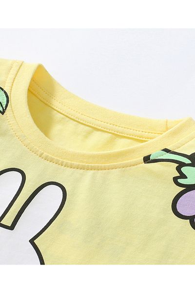 SAPS SAPS 100% Cotton Short Sleeve T-Shirt & Shorts Set Bunny Print - Yellow