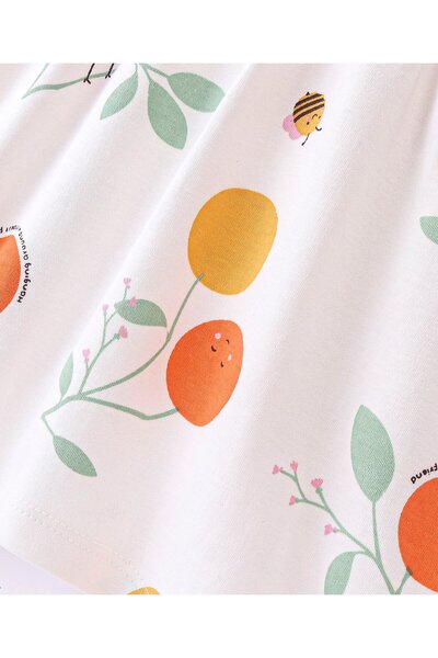 Bonfino Bonfino 100% Cotton Knit Sleeveless Dress Orange Print - Ivory