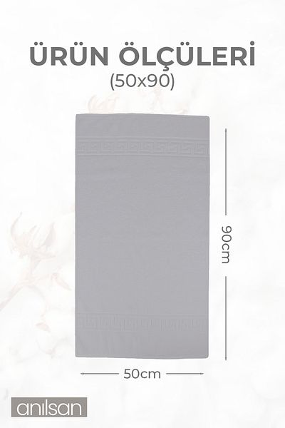 Anılsan Pack of 2 Greek Gray Hand Towels - 50X90 Cm, 225 Gr, 100% Cotton, Spa and Hotel Towels