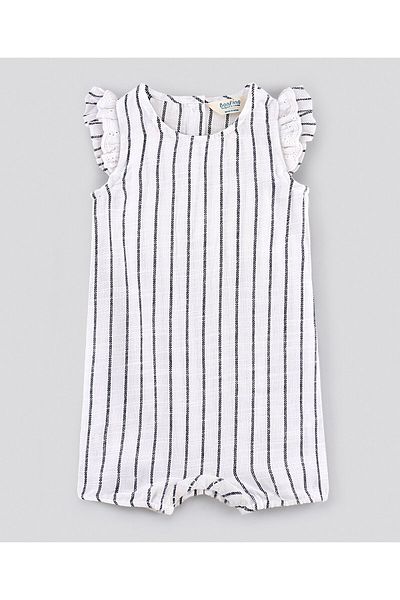 Bonfino Bonfino Sleeveless Striped Romper - White