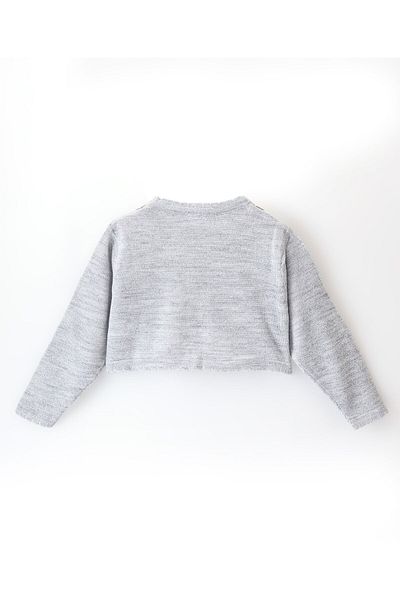 Babyhug Babyhug Full Sleeves Woollen Shrug Floral Applique Solid - Grey