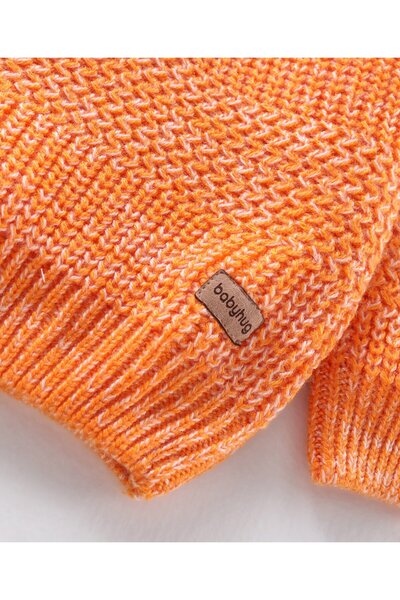 Babyhug Babyhug Acrylic Cable Knit Full Sleeves Pullover Solid Sweater - Orange