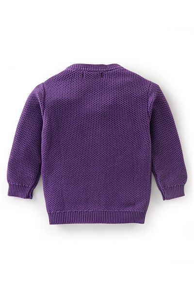 Babyoye Babyoye 100% Cotton Eco Conscious Full Sleeves Sweater Floral Design-Purple