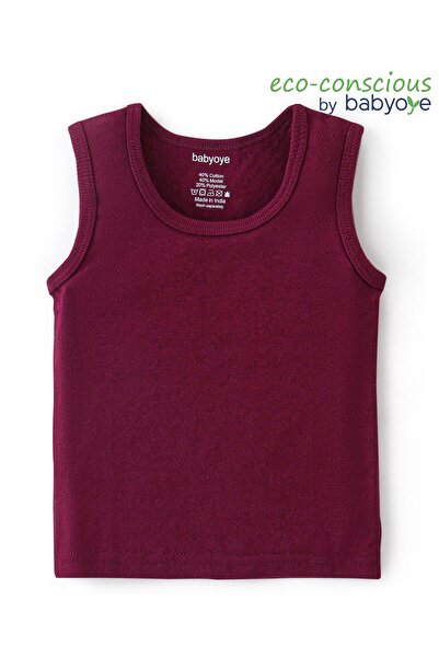 Babyoye Babyoye Cotton Pullover Sleeveless Solid Thermal Vest - Maroon
