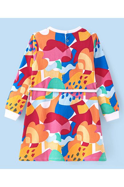 Babyhug Babyhug Printed Frock with Belt - Multicolor