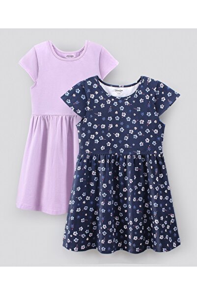 Primo Gino Primo Gino Cap Sleeves Frocks Solid & Floral Print Pack Of 2 - Nav...