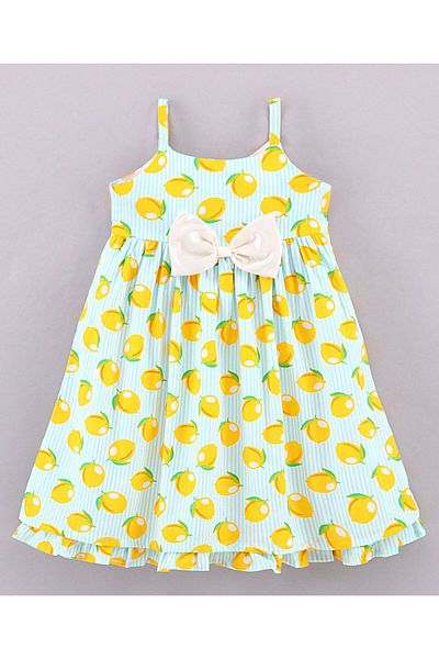 Babyhug Babyhug Sleeveless Frock Lemon Print - Yellow