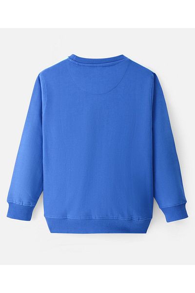 Pine kids Pine Kids Cotton Knit Full Sleeves Cut & Sew Sweatshirt With Text Design - Turquoise