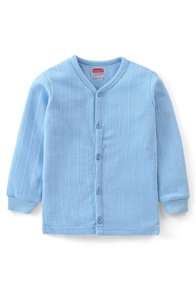 Babyhug Babyhug Cotton Full Sleeves Thermal Wear Striped Pack Of 2 - Blue & Navy Blue