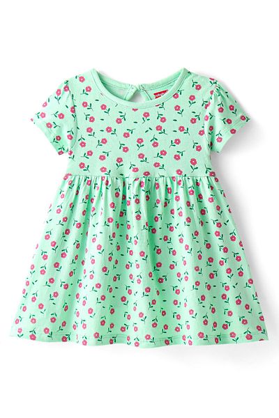 Babyhug Babyhug 100% Cotton Half Sleeves Frock & Bloomer With Floral Print - Green