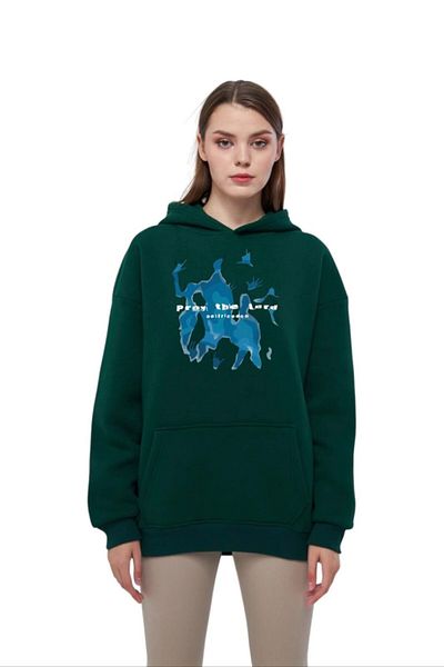 Moda Işık Φούτερ με κουκούλα Unisex με στάμπα λαρδί - 100% βαμβάκι