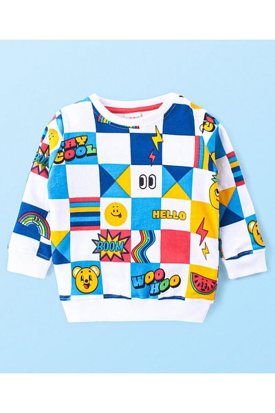 Babyhug Cotton Knitted Long Sleeve Text Printed T-Shirt and Pants Set - Multicolor