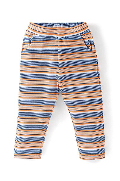 Babyoye Babyoye 100% Cotton Eco-Jiva Finish Full Sleeve Text Printed T-Shirt Striped Lounge Pant-Blue